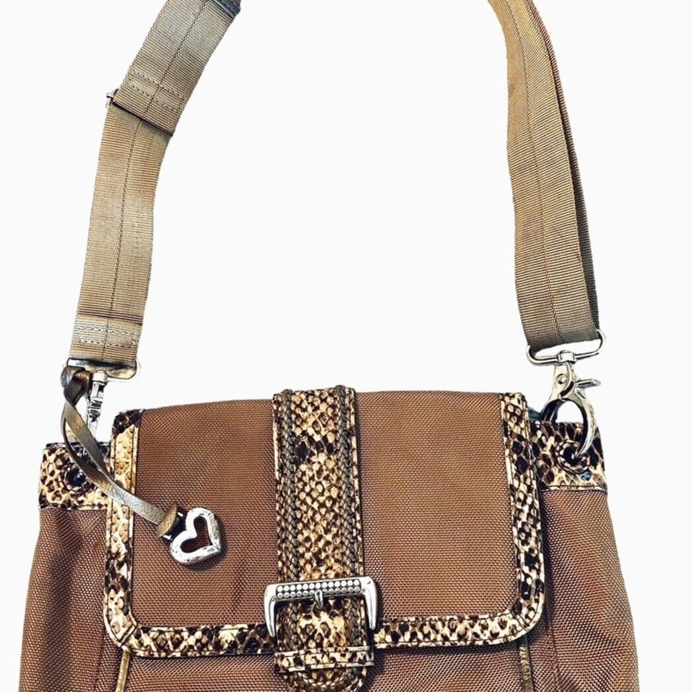 Brighton Tan and Brown Crossbody Bag with Exotic Accents